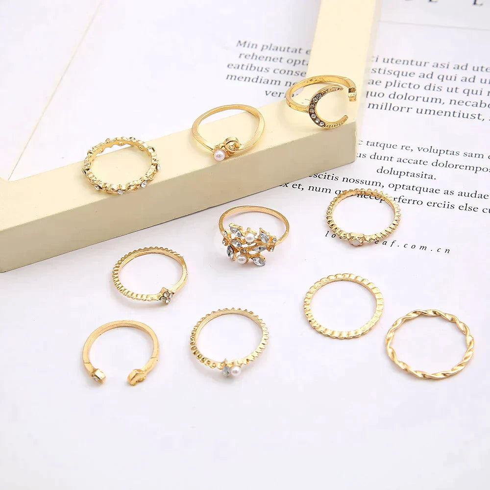 ボヘミアン風 銀・金メッキリング 10個セット