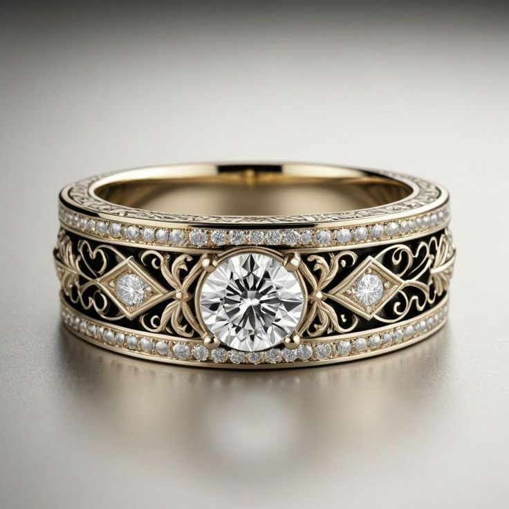 クリスタル付きの金メッキヴィンテージリング