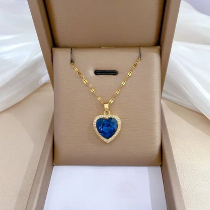 金色サファイアのハート型ネックレス