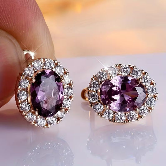 金色のアメジスト・ハロー ピアス