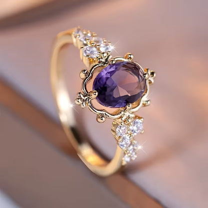 金のアメジスト プリンセスリング