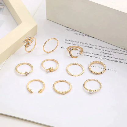 ボヘミアン風 銀・金メッキリング 10個セット