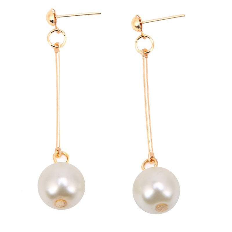ゴールド ロング パール ドロップ ピアス
