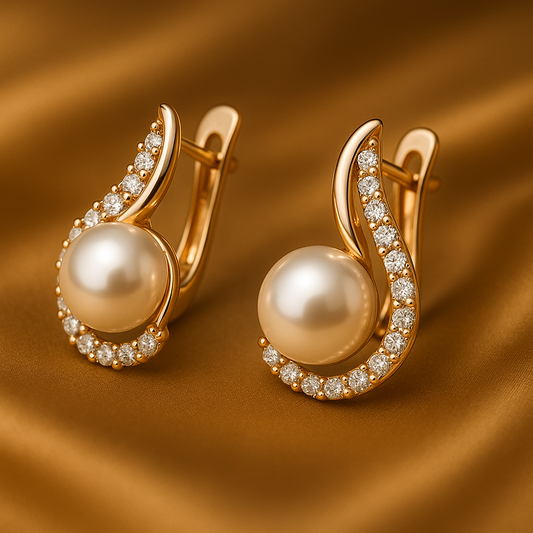 ラグジュアリーパールボタンピアス