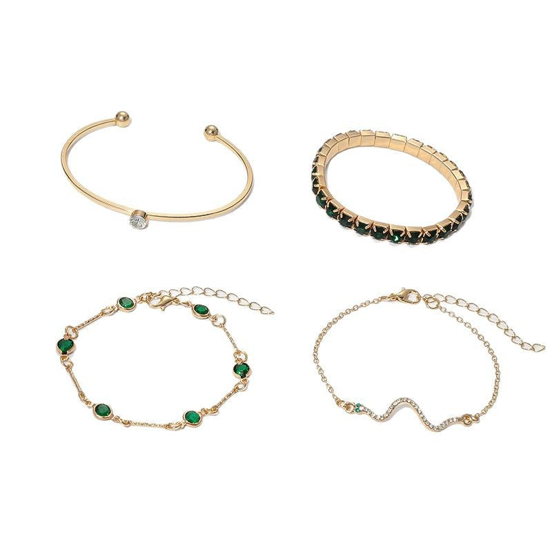 金のエメラルド ブレスレット セット