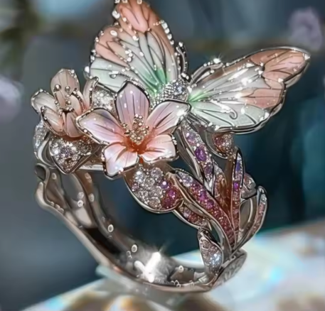 ヴィンテージ金色のプリフディダナス花モチーフリング