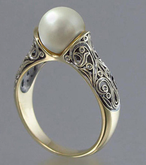 ヴィンテージ パール ゴールド リング