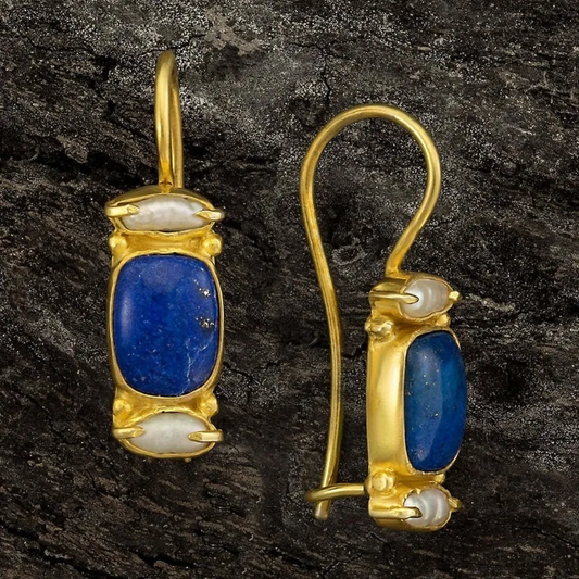 青と金色のヴィンテージピアス