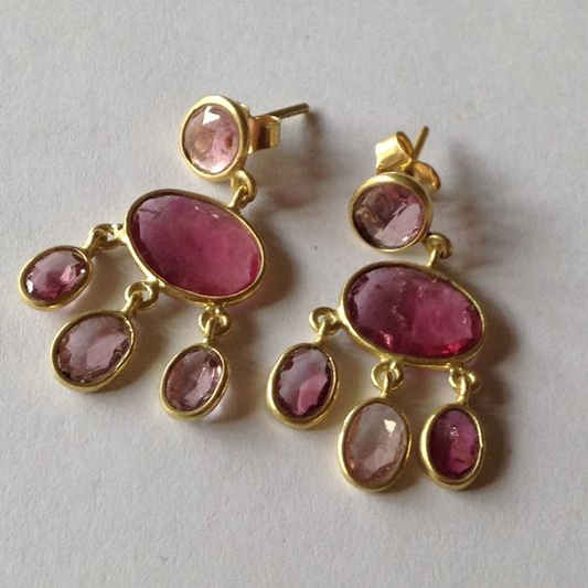 ヴィンテージ ガーネットストーン レインイヤリング