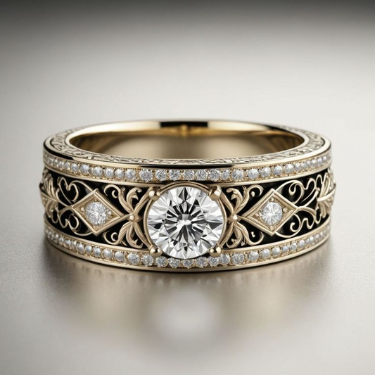 クリスタル付きの金メッキヴィンテージリング