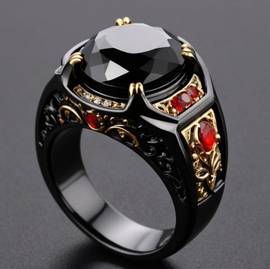 黒いクリスタルのヴィンテージリング